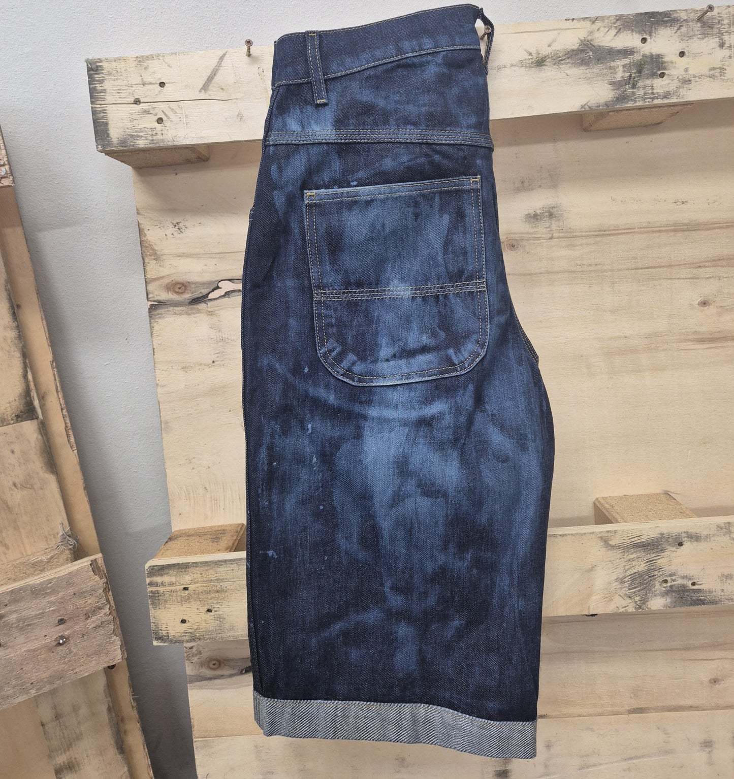 Men's Denim Shorts Bleached 3 Quarter Length No Limit London Logo  - 128 S