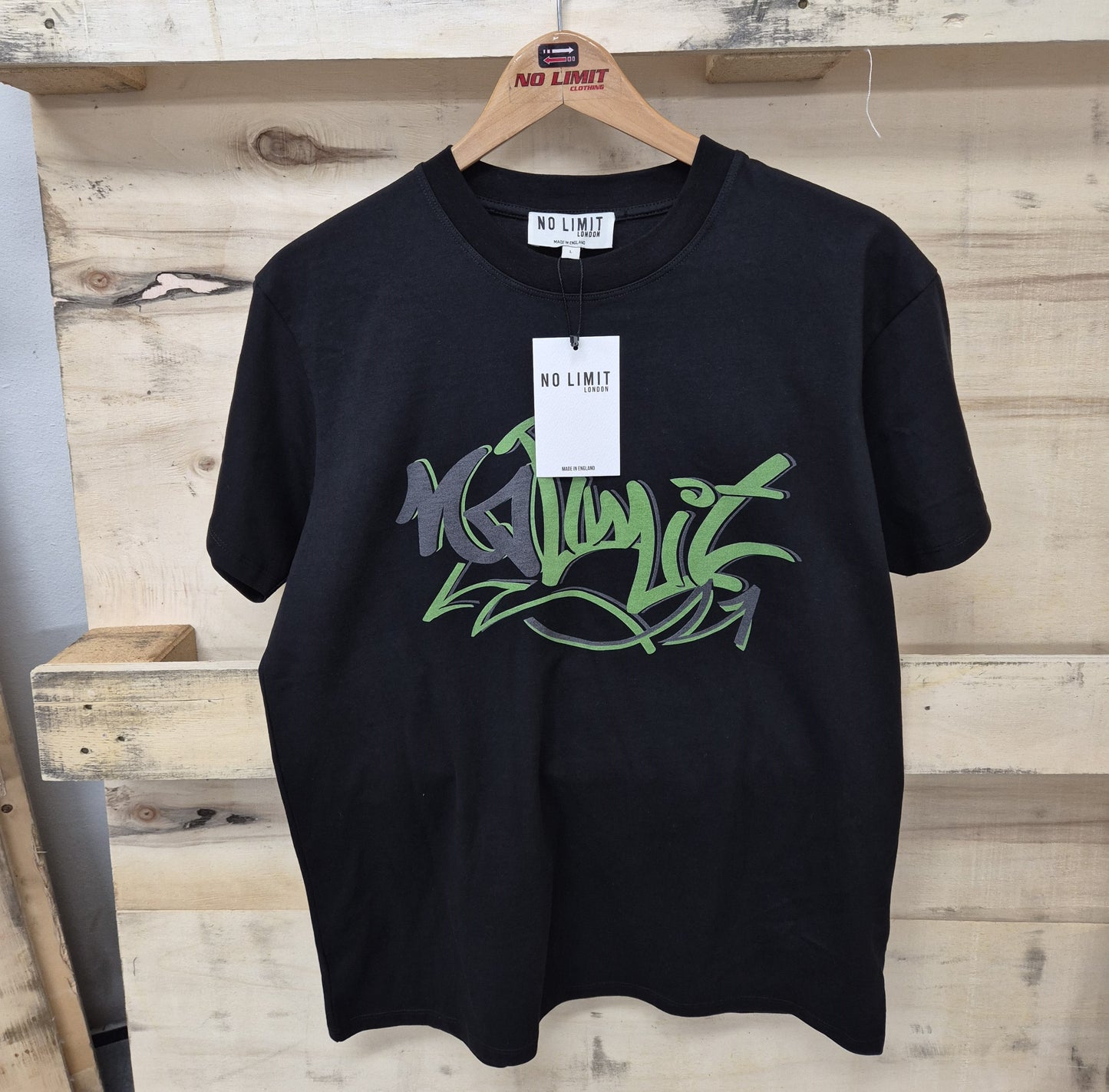 Men's Black Crew Neck T-shirt No Limit Graffiti Logo