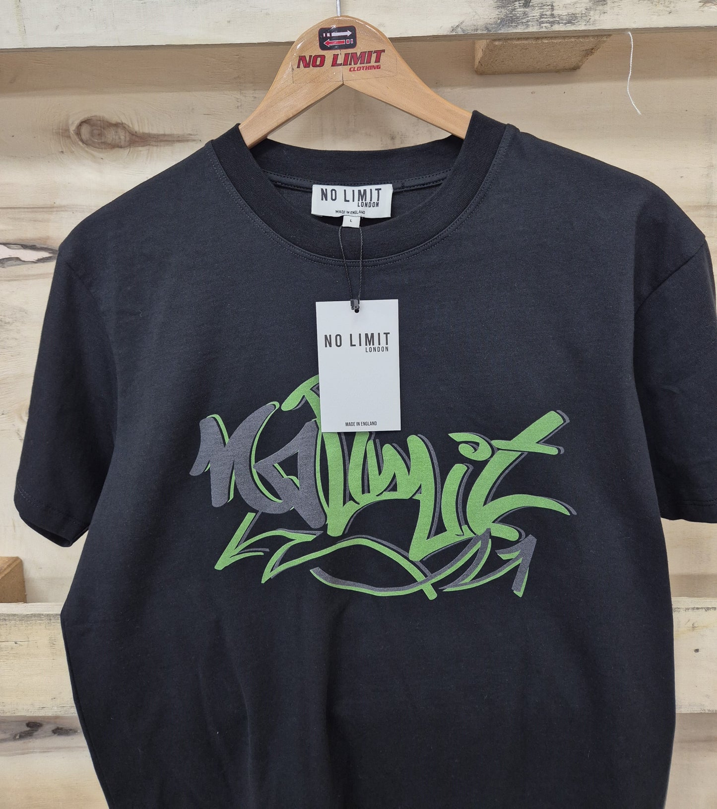 Men's Black Crew Neck T-shirt No Limit Graffiti Logo