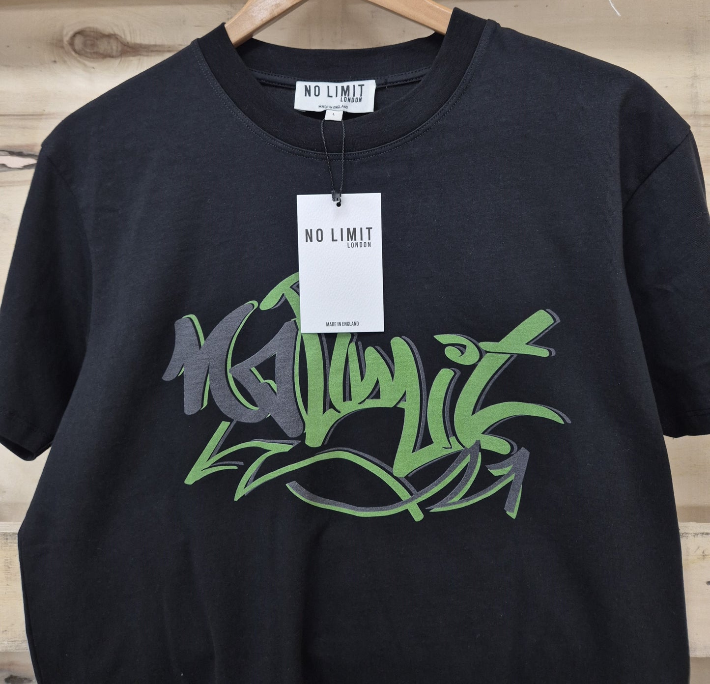 Men's Black Crew Neck T-shirt No Limit Graffiti Logo