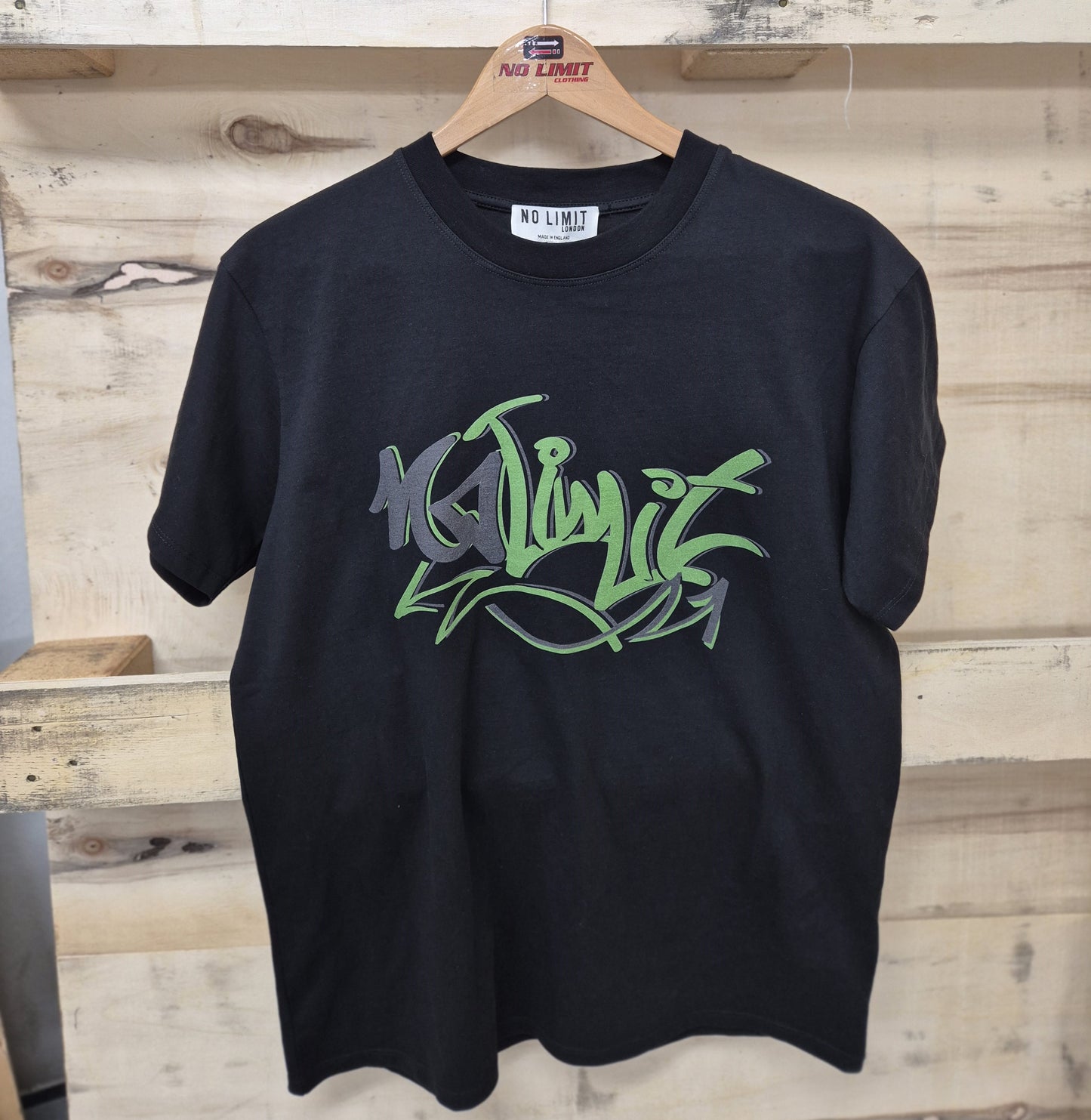 Men's Black Crew Neck T-shirt No Limit Graffiti Logo