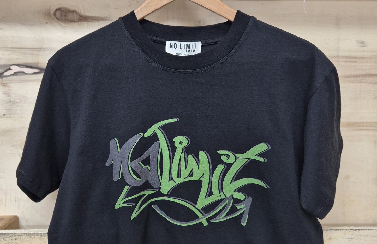Men's Black Crew Neck T-shirt No Limit Graffiti Logo
