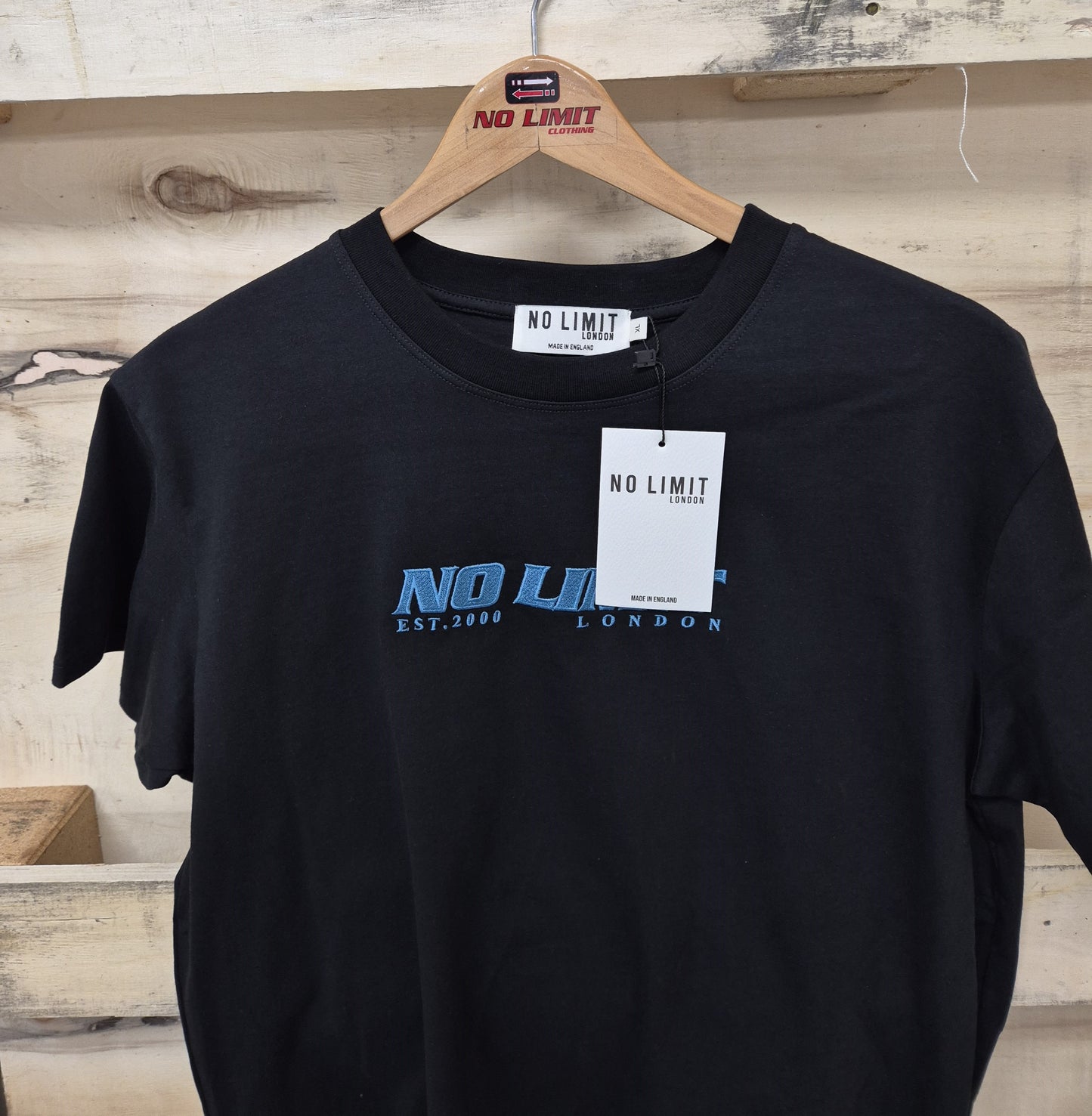 Men's Black Crew Neck T-shirt No Limit Essential Sport Logo tees
