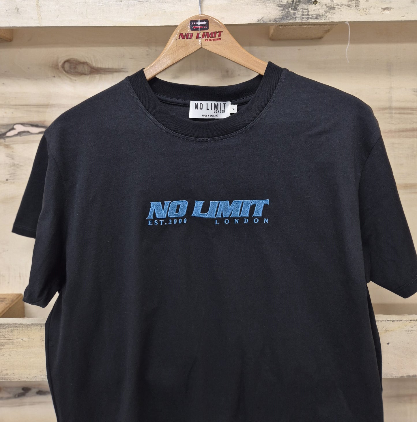 Men's Black Crew Neck T-shirt No Limit Essential Sport Logo tees
