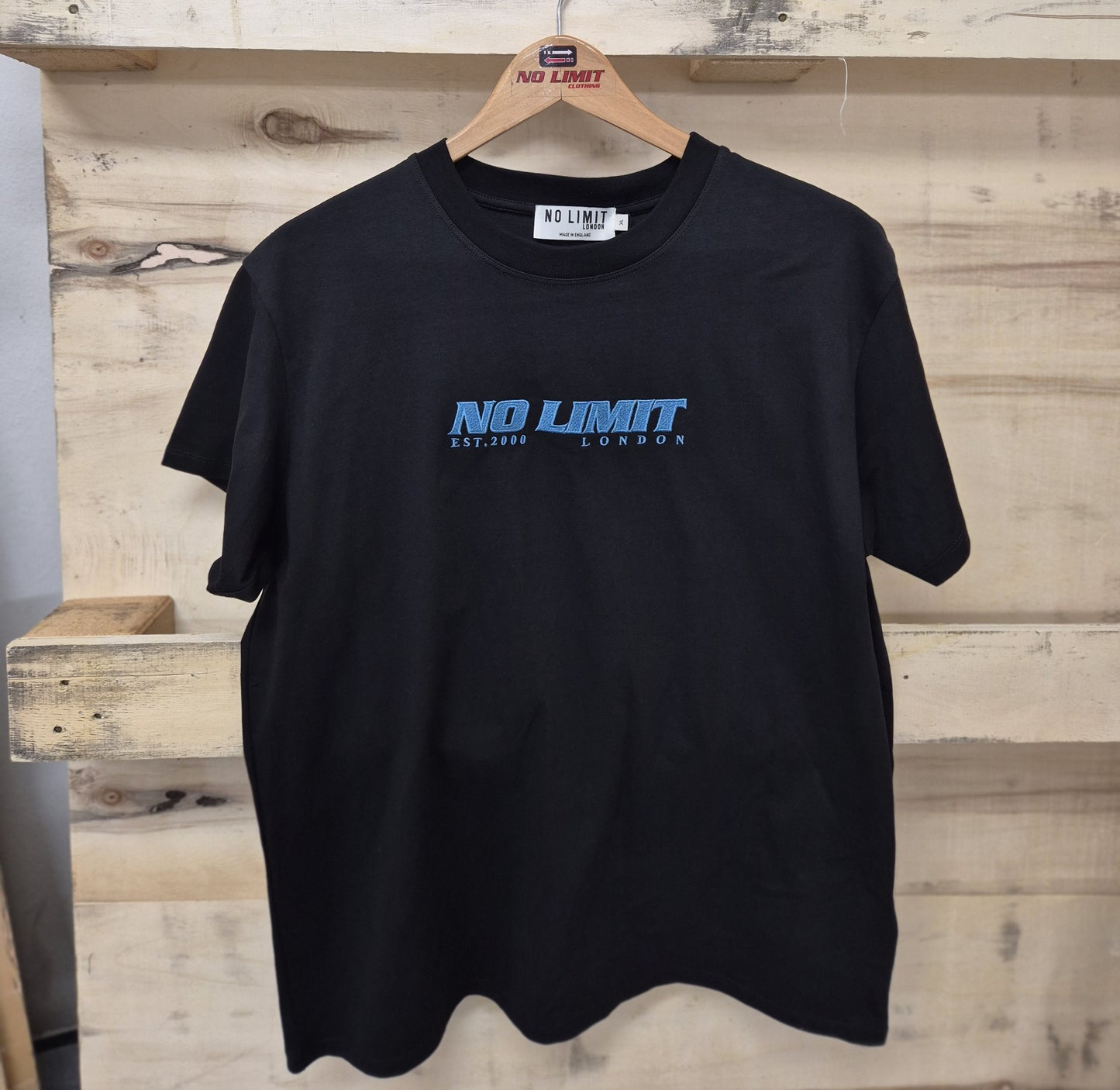 Men's Black Crew Neck T-shirt No Limit Essential Sport Logo tees