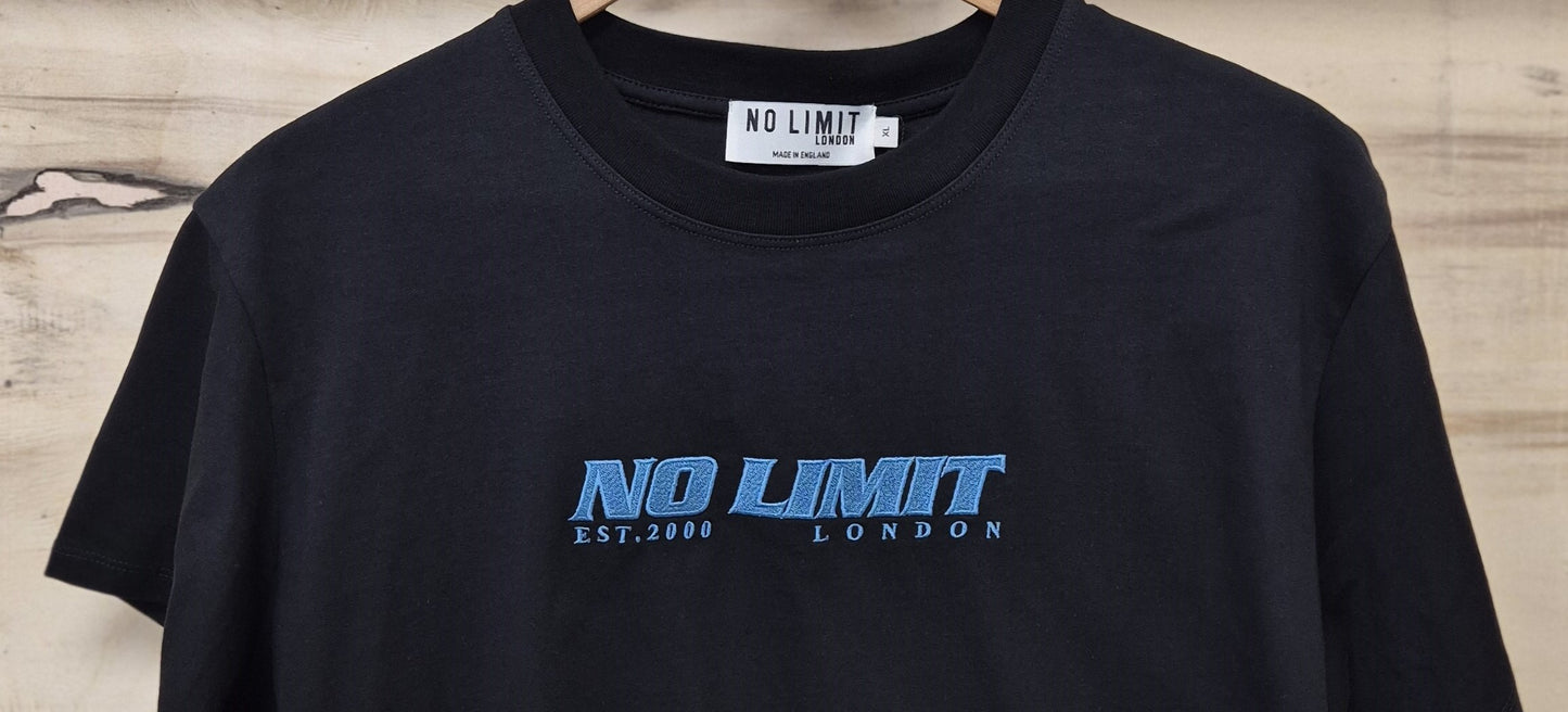 Men's Black Crew Neck T-shirt No Limit Essential Sport Logo tees