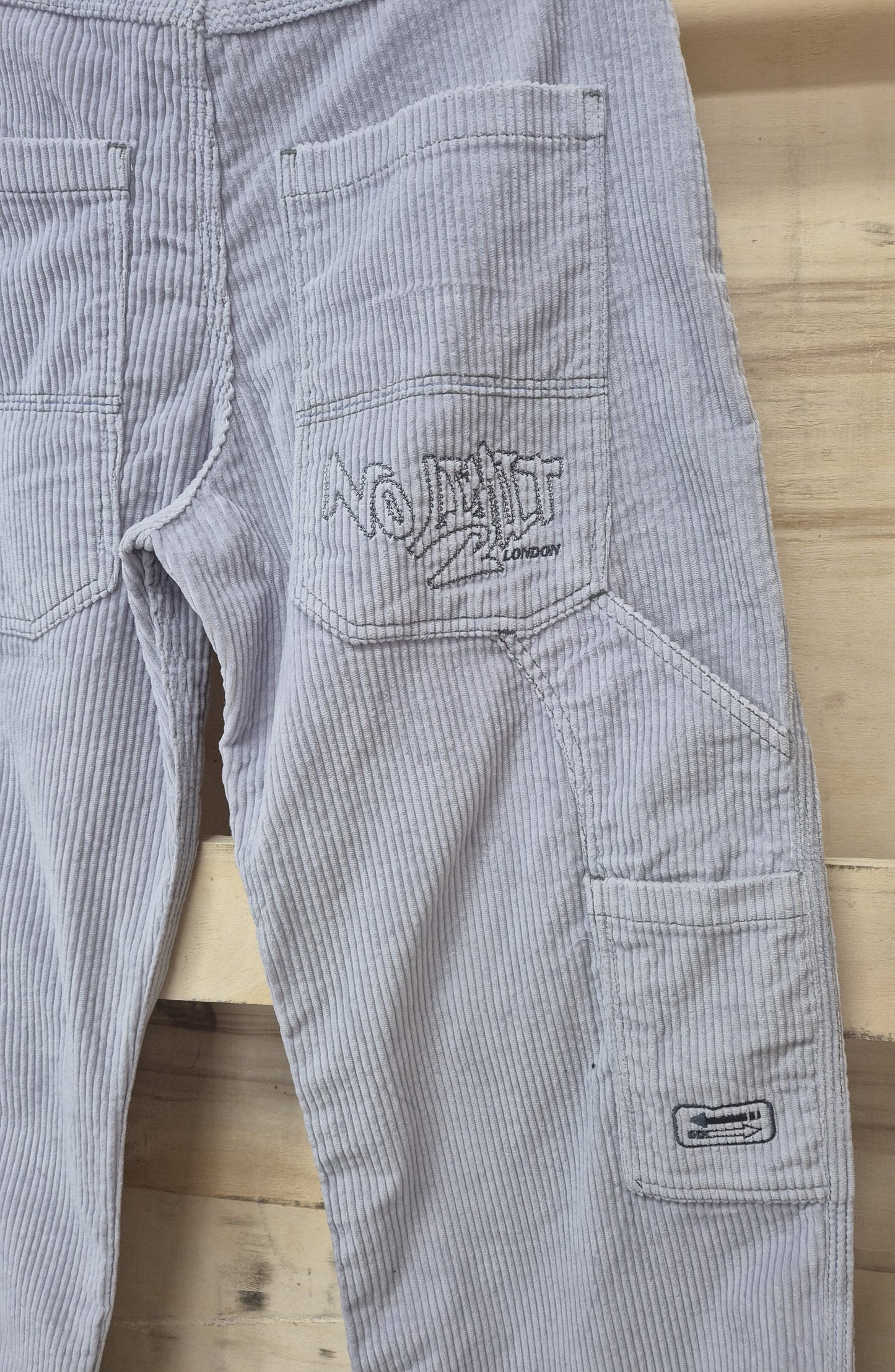 Men's Sky Blue Baggy 24" Wide Leg Blouson Carpenter Jumbo Cords - N128