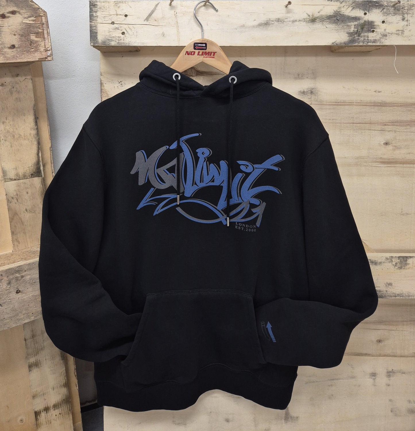 Men's No Limit Black Pullover Drawstring Logo Essential Hoodie