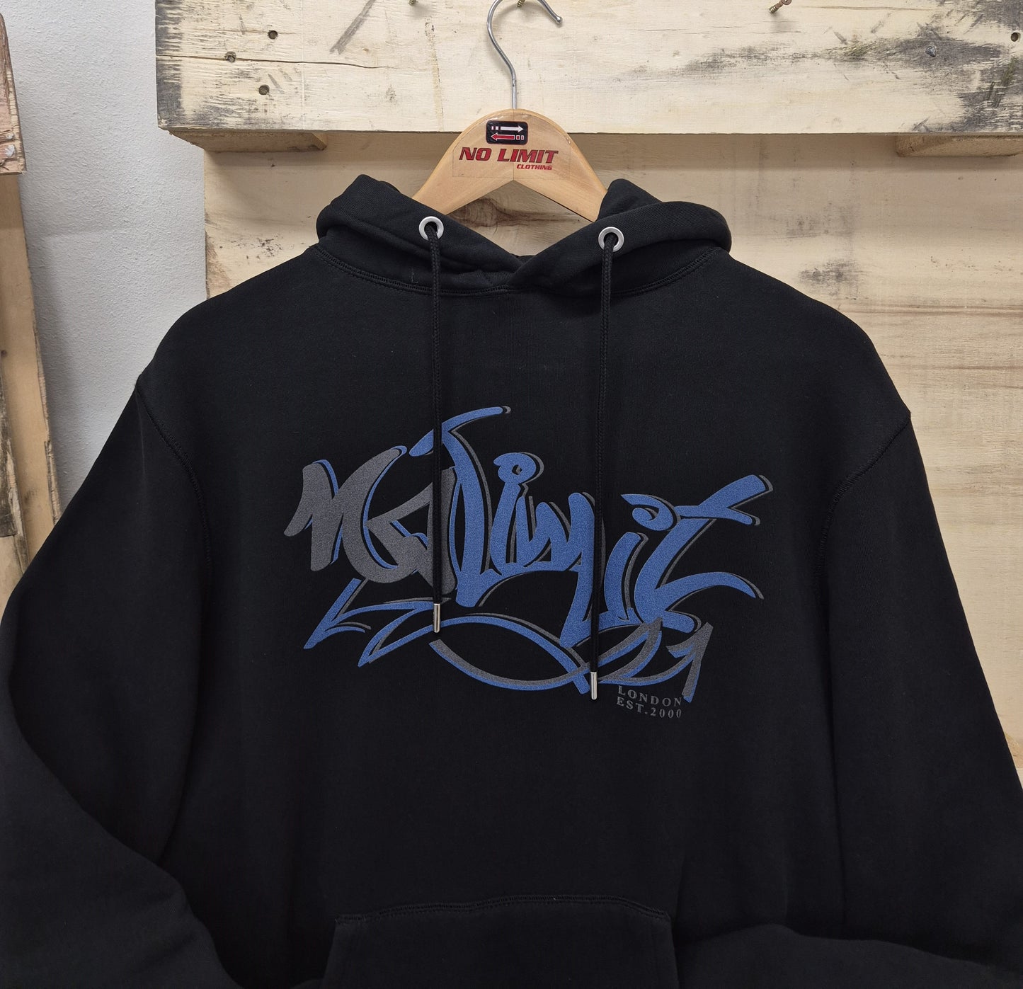 Men's No Limit Black Pullover Drawstring Logo Essential Hoodie