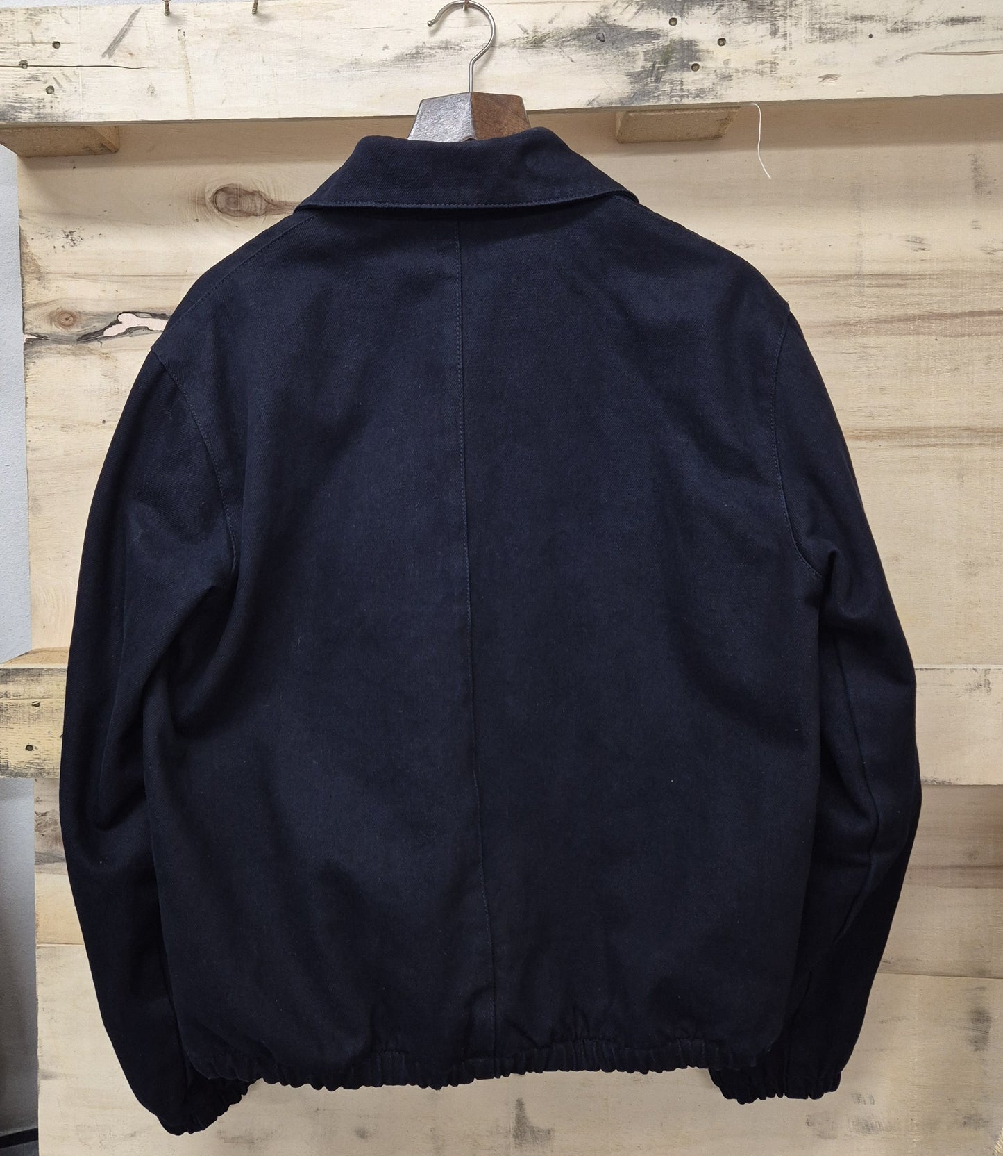 Men's Navy Blue Recycled Heavy Denim Blouson Bomber Fully Moleskin lined Jacket