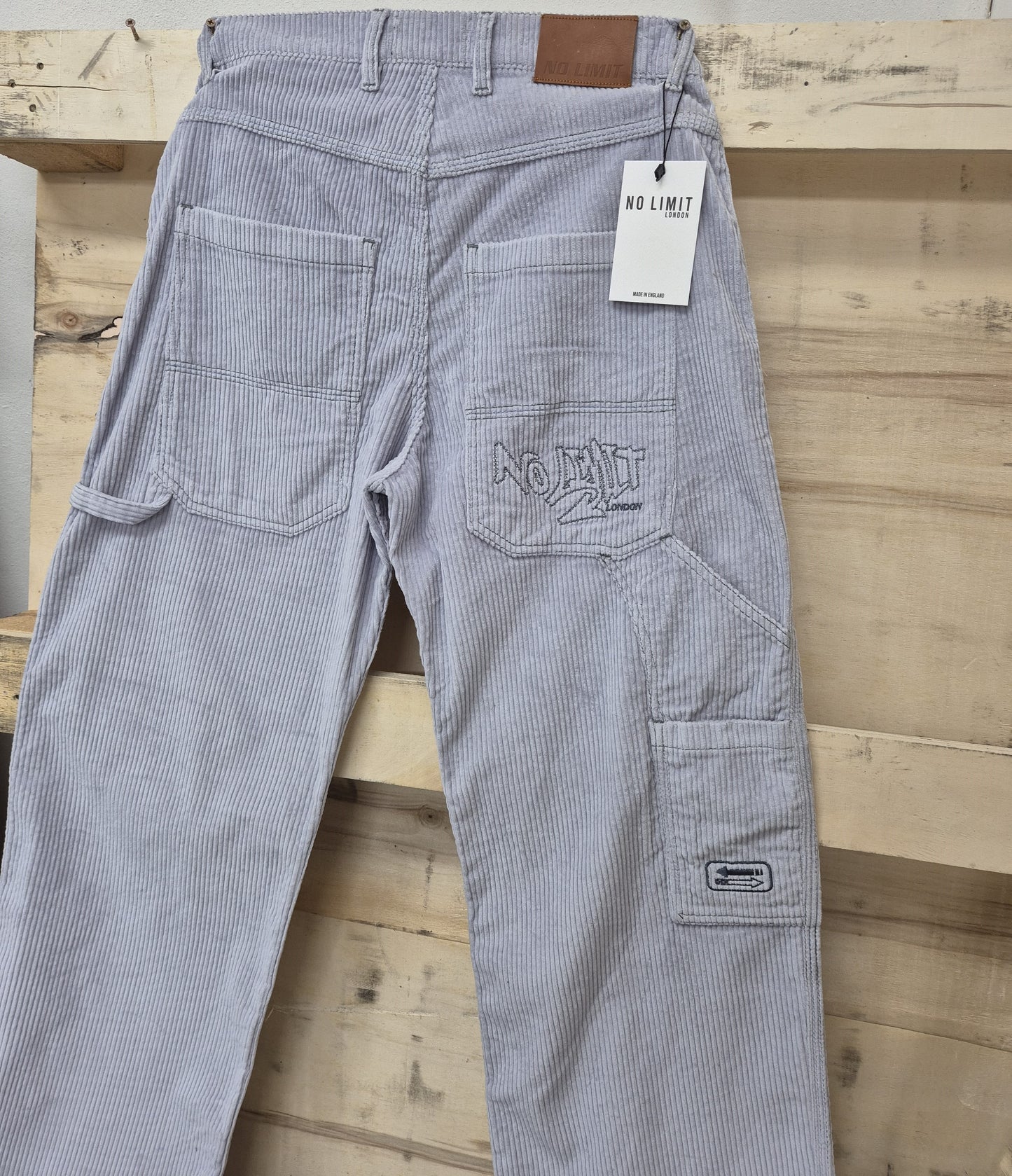 Men's Sky Blue Baggy 24" Wide Leg Blouson Carpenter Jumbo Cords - N128