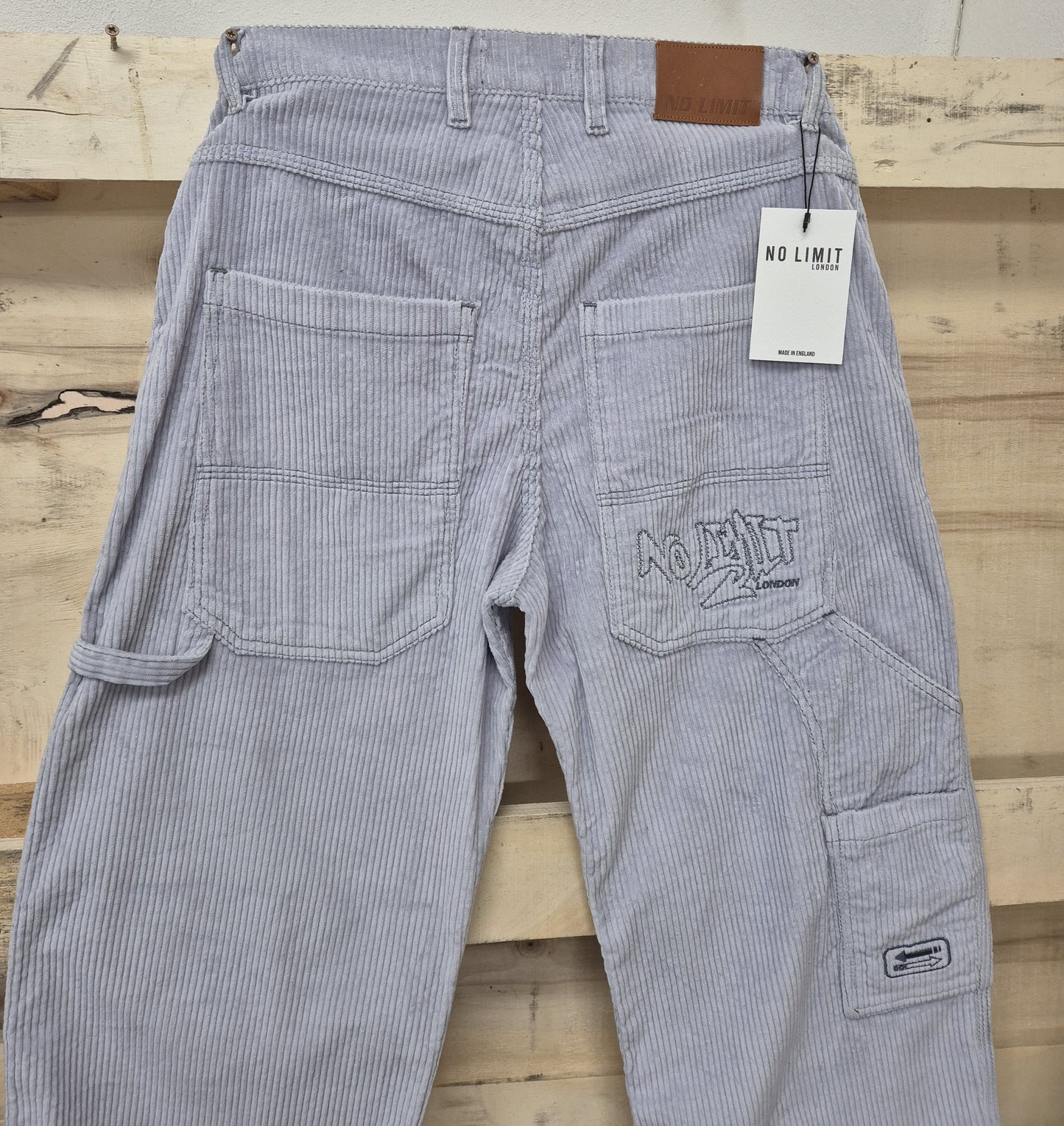 Men's Sky Blue Baggy 24" Wide Leg Blouson Carpenter Jumbo Cords - N128