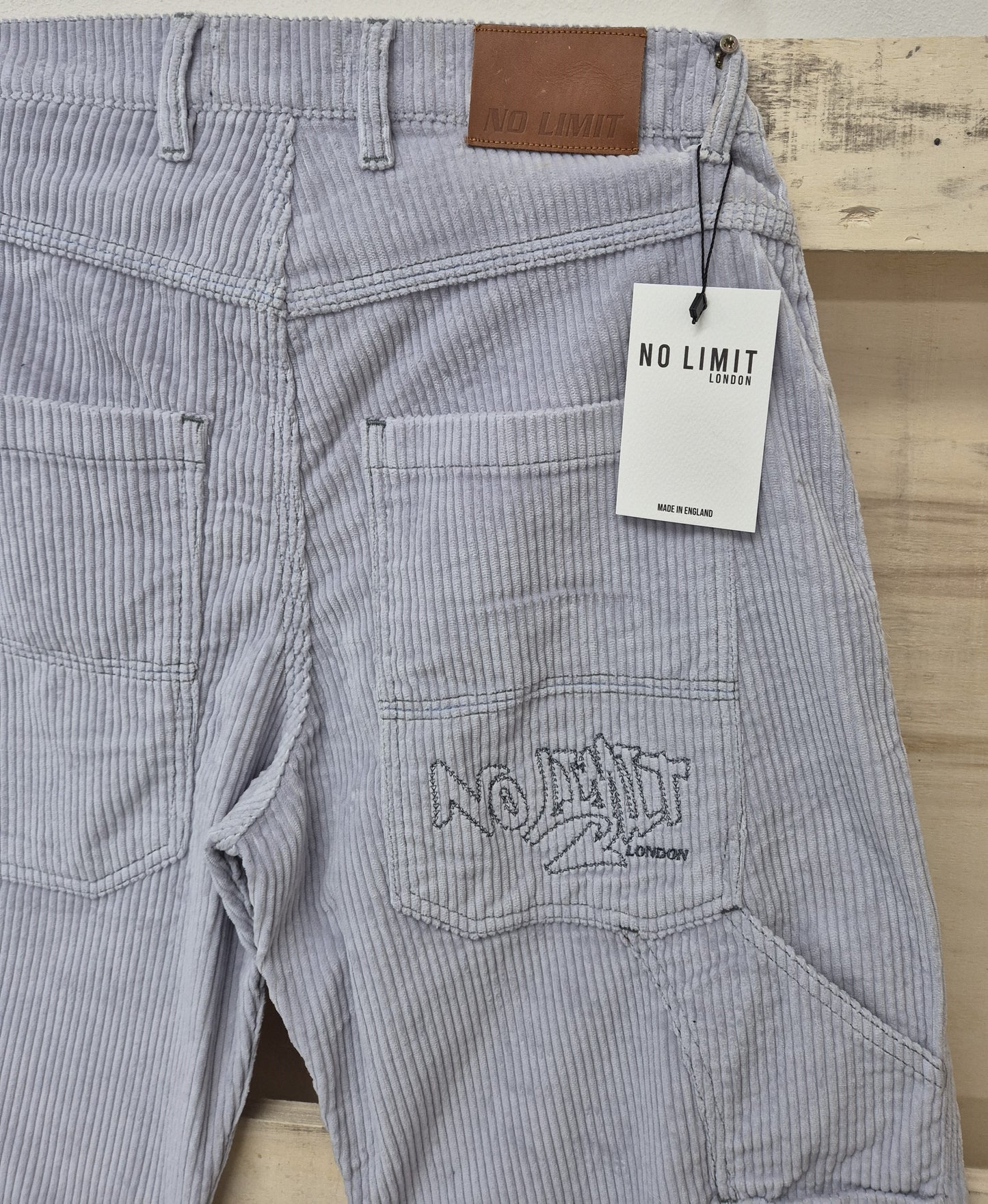 Men's Sky Blue Baggy 24" Wide Leg Blouson Carpenter Jumbo Cords - N128